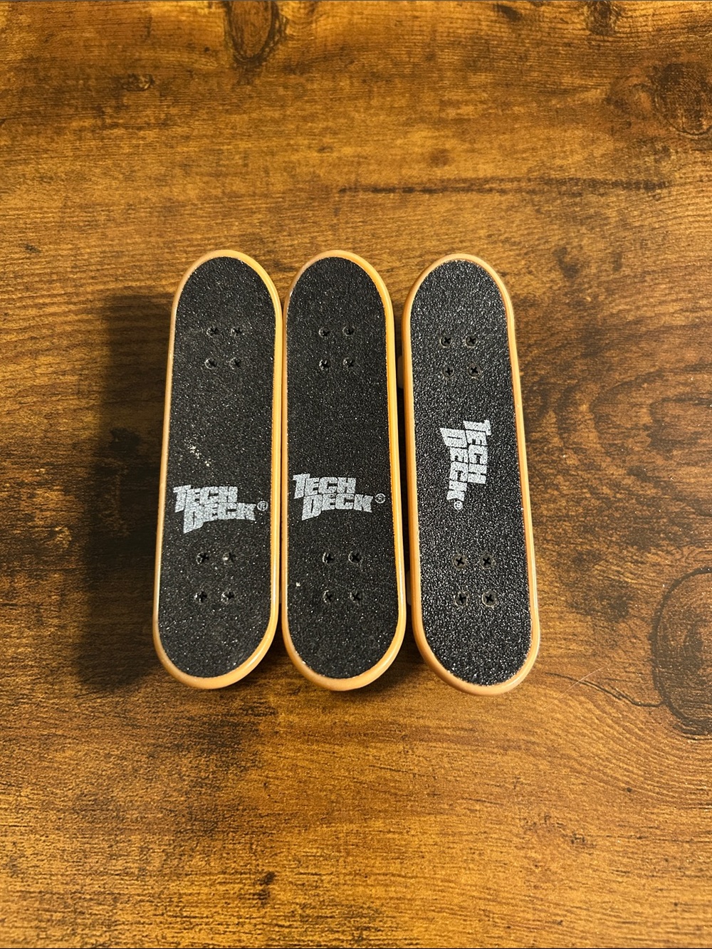 Lot of 3 Tech Deck Fingerboard Trio in Black Grip with Tan Decks
